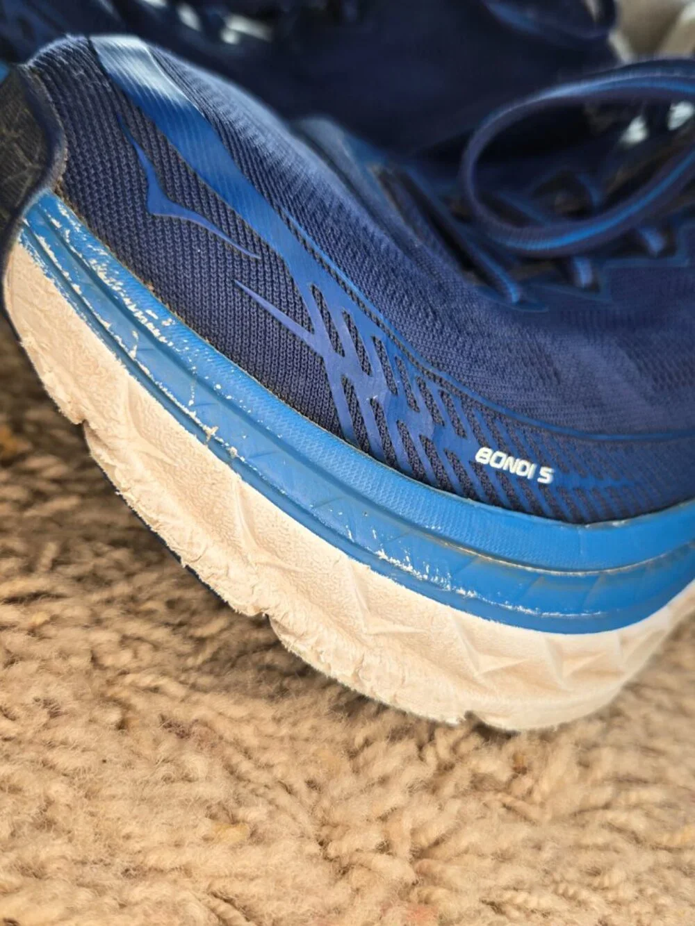Hoka One One Bondi 5 Blue White Cushioned Running Shoes Men’s US Size 9